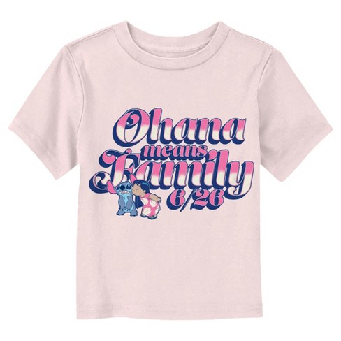 Toddler's Lilo & Stitch Pink and White Script Ohana Kiss T-Shirt - image 1 of 3