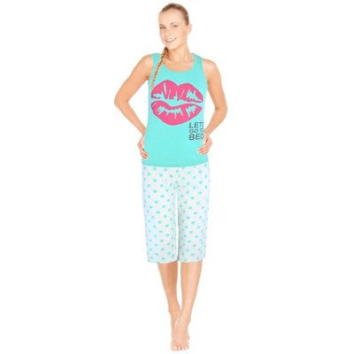 JEFFRICO Pajamas For Women Capri Set Sleepwear Soft Pajamas Short Sleeve Pajama Sleepshirt With Capri Pants