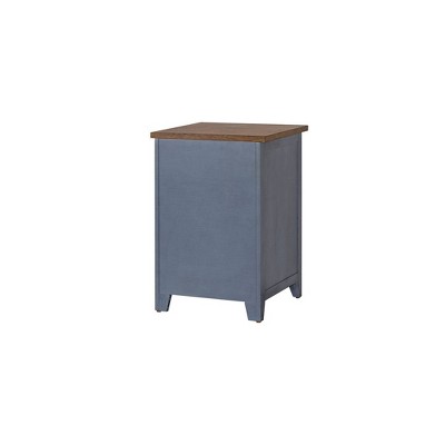 Blue and Brown 3-Drawer Transitional Wood File Cabinet