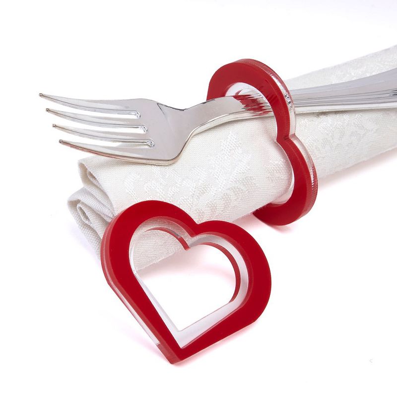 RCZ Décor Elegant Heart Napkin Rings Set of 8, Valentines Day Napkin Holders for Table Setting , 1 of 2
