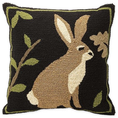 Plow & Hearth - Indoor / Outdoor Woodland Throw Pillow with Rabbit