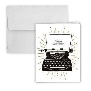 Paper Frenzy Happy New Year Typewriter Christmas Cards and White Envelopes - 25 pack - 1 of 2