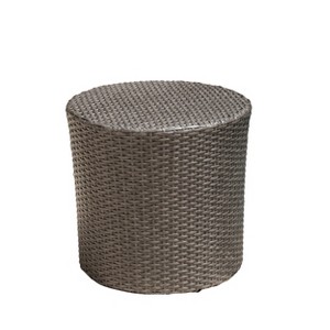 Vynxaria Patio End Tables - 17.5-Inch Gray Barrel Side Table with Wicker Weave - 1 of 4
