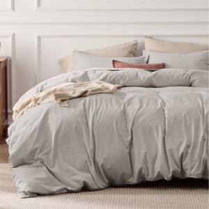 100% Washed Cotton Duvet Cover Minimalist Cotton Duvet Cover for All Seasons GentleSoft™ Plain Simple Bedding Set - 1 of 4