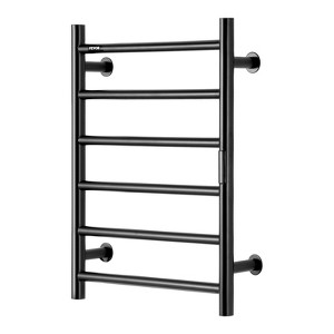 VEVOR 6 Bars Towel Warmer Rack, Wall Mounted Heated Towel Rack for Bathroom, IPX5 Waterpoof Towel Heater Rack with Timer & Display Screen, Black - 1 of 4