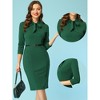 Allegra K Women's Front Tie Neck 3/4 Sleeve Work Bodycon Dress - 2 of 4