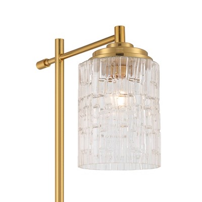Warm Brass and Stone Glass 67" Modern Downbridge Floor Lamp
