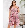 Garvee Women Plus Size Wrap V Neck Midi Dress Short Sleeves High Waist Irregular Hem Summer Casual Dress - 3 of 4