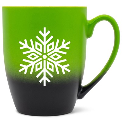 Elanze Designs N/A Two Toned Ombre Matte Green and Black 12 ounce Ceramic Stoneware Coffee Cup Mug
