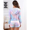 Women's 2 Piece Outfits Pajamas Set Pullover Long Sleeve Tops And Shorts Comfy Loungewear with Pockets - 2 of 4