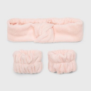 Towel Fabric Headband and Hand Wrap Set 3pc - A New Day™ Pink - 1 of 3