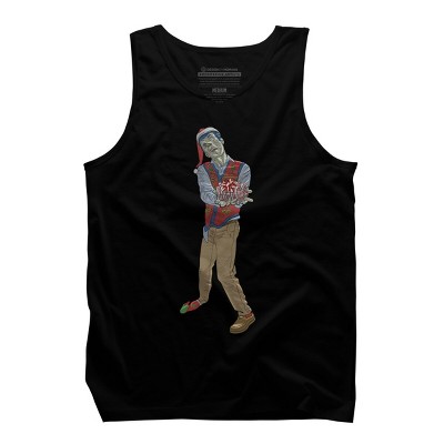 Men's Design By Humans Christmas Zombie By Ayota Tank Top