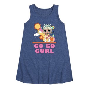 LOL Surprise! Go Go Gurl Graphic Sleeveless Aline Dress - Heather Navy - Small - 1 of 4