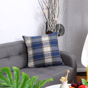 PiccoCasa Decor Cotton Linen Throw Pillow Covers Farmhouse Checkers Plaids Square Cushion Cover - 1 of 4