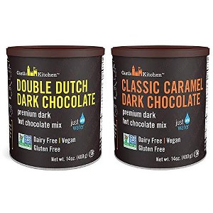 Castle Kitchen Natural Hot Cocoa Mix Variety - Dairy-Free, Vegan - Just Add Water - 2 Pk (Classic Caramel & Double Dutch Dark Chocolate) 14 oz Each - 1 of 3