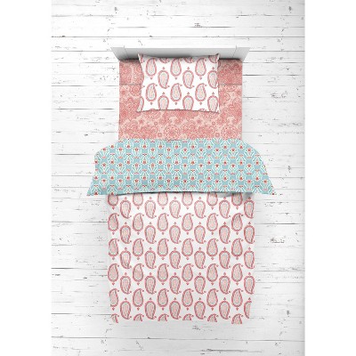 Bacati - Paisley Sophia Coral Aqua 4 pc Toddler Bedding Set