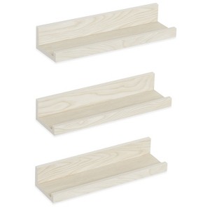 Americanflat Floating Shelves Made Of Composite Wood - Wall Mounted in Various Dimensions - Set Of 3 - 1 of 4