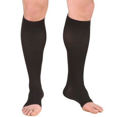 Truform 30-40 mmHg Compression Stockings for Men and Women, Knee High Length, Open Toe Beige Medium