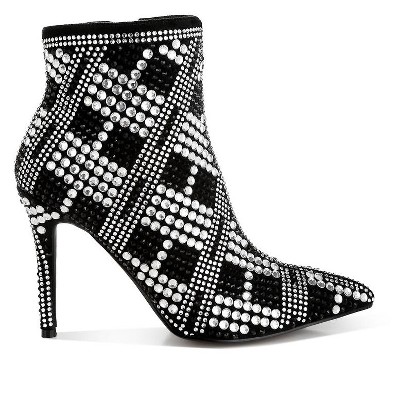 Moolah  Embossed Stiletto Heel Ankle Boots