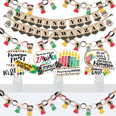 Big Dot of Happiness Happy Kwanzaa - Banner and Photo Booth Decorations - Supplies Kit - Doterrific Bundle