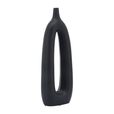 Sagebrook Home Ceramic Vase - Contemporary Abstract Cut-Out Vase Narrow