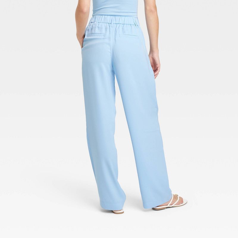 Women's High Rise Satin Pleat Front Trousers - A New Day™ Blue, 3 of 7