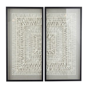 Set of 3 Paper Geometric Handmade 3D Origami Shadow Boxes with Black Frame White - The Novogratz: Contemporary Art, Vertical Display - 1 of 4
