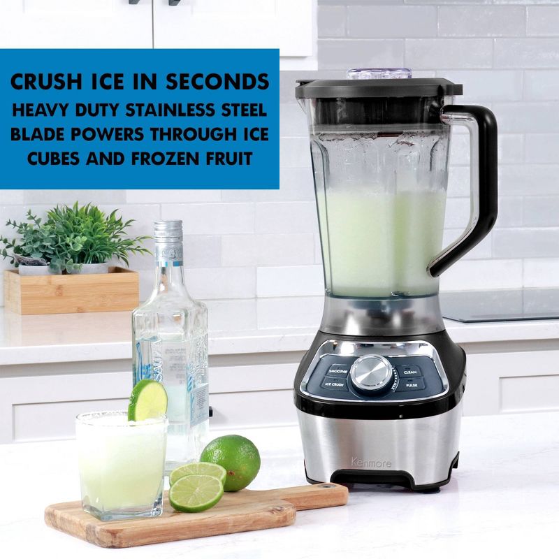 Kenmore 64 oz Stand Blender 1200W Smoothie and Ice Crush Modes Black, 4 of 9