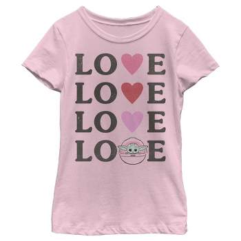 Girl's Star Wars: The Mandalorian The Child Love Hearts T-Shirt