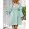 Clearlove Women V Neck Ruffle Bell Sleeve Summer Mini Dresses - 3 of 4