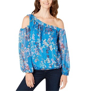I.N.C International Concepts Womens Ditsy Flower Floral Cold Shoulder Blouse, Blue, XX-Large - 1 of 1