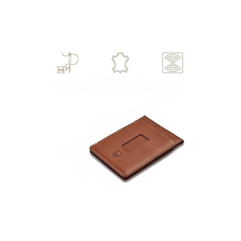 DONBOLSO Minimalist Leather Wallet with Money Clip, Brown, 5 of 6