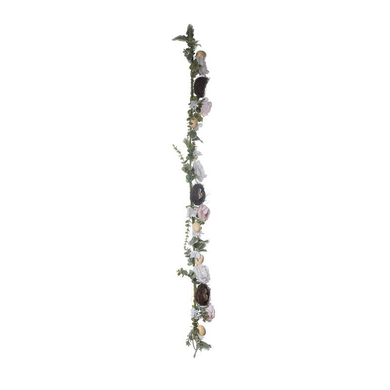 Transpac Synthetic Fabric 72 in. Multicolor Easter Floral Garland with Egg Nests, 2 of 4
