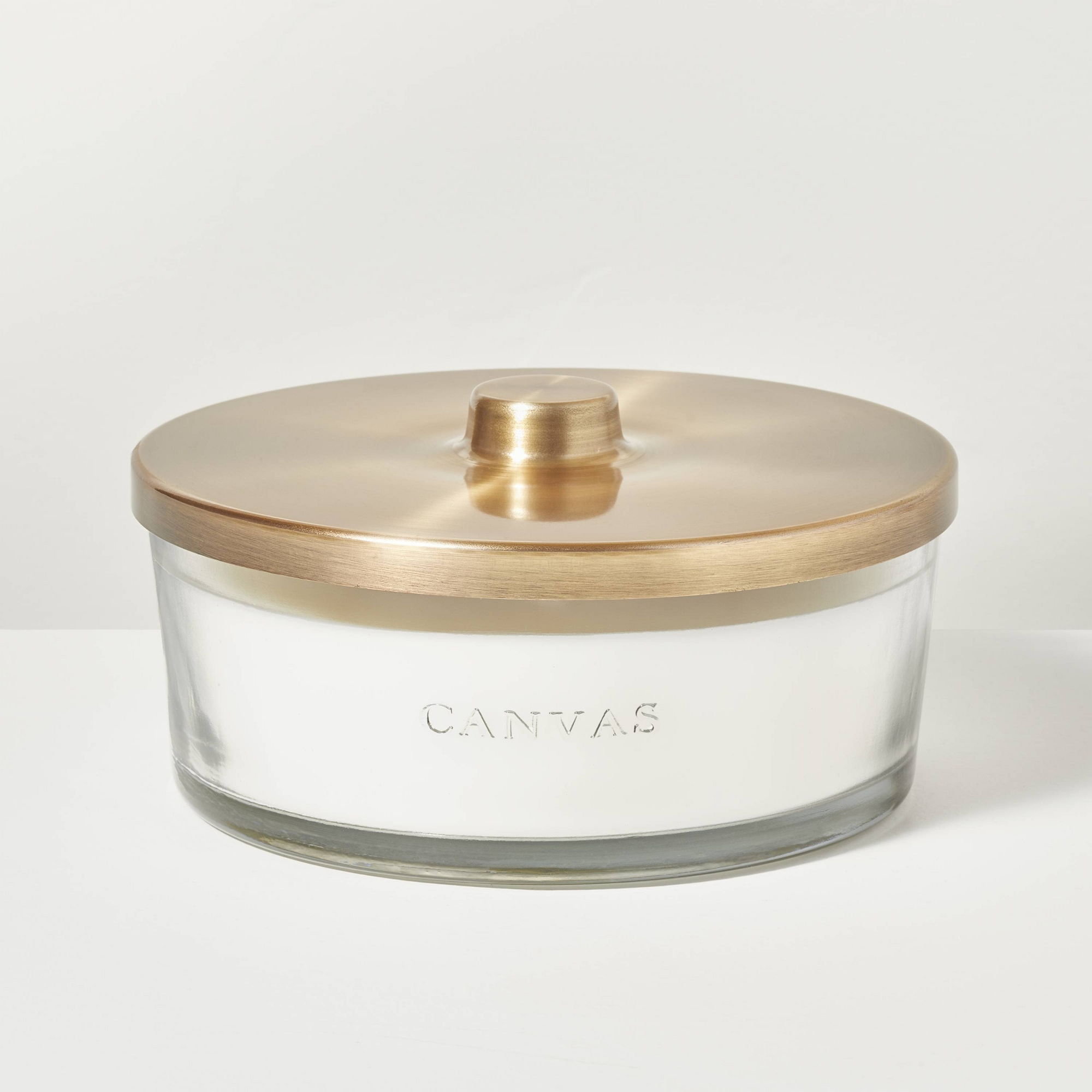 5-Wick Clear Glass Canvas Knob-Lid Jar Candle 28oz - Hearth & Hand™ with Magnolia: Modern Floral Citrus Scent
