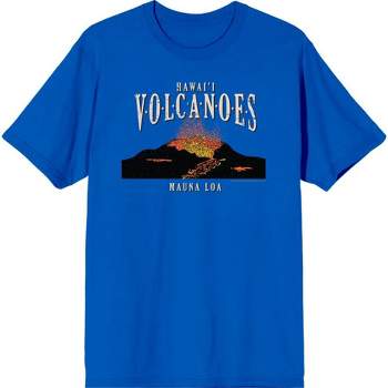Adventure Society Hawaii Volcanoes Men's Blue Crew Neck Short Sleeve Tee-Medium