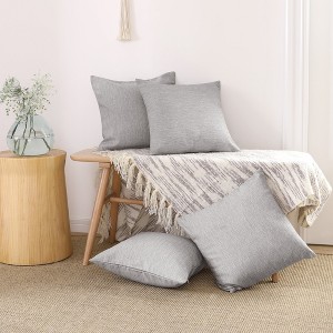 Deconovo 4 Pack Faux Linen Pillow Covers with Hidden Zipper - 1 of 4