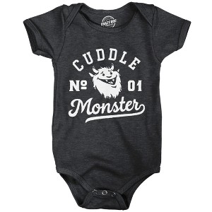Cuddle Monster Baby Bodysuit Funny Cute Snuggling Hugging Joke Jumper For Infants - Crazy Dog Baby Bodysuit - 1 of 4