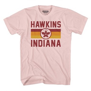 Mens Stranger Things Logo Shirt - Indiana Tee - Netflix Stranger Things T-Shirt (Light Pink, XXX-Large) - 1 of 4