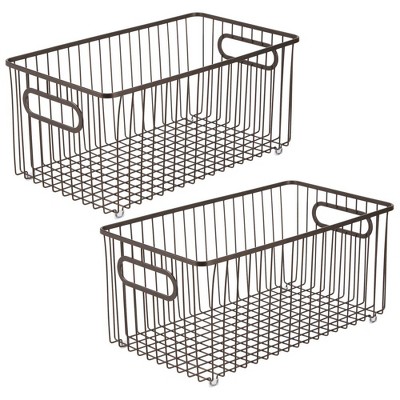 mDesign Metal Bathroom Storage Organizer Basket Bin, 2 Pack