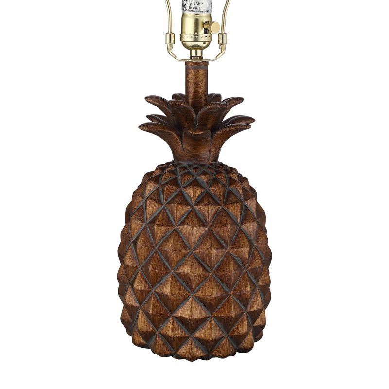 Regency Hill Paget 23 3/4" High Pineapple Small Coastal Tropical Accent Table Lamps Set of 2 Brown Living Room Bedroom Bedside Oatmeal Shade, 5 of 9