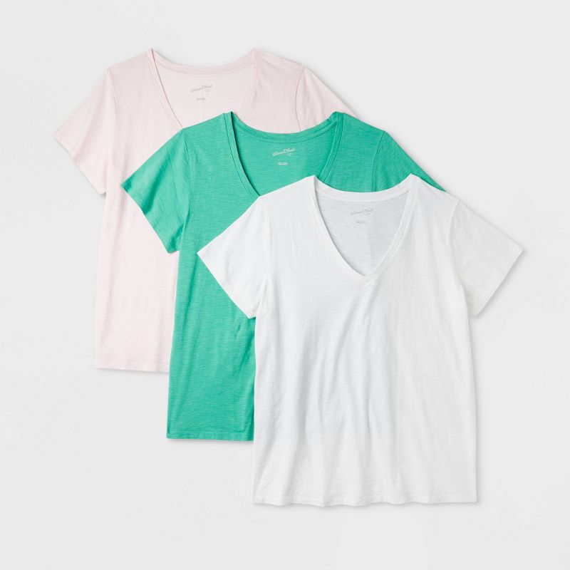 Women's 3pk Fitted V-Neck Short Sleeve T-Shirt - Universal Thread™, 1 of 6