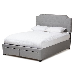 Queen Aubrianne Modern and Contemporary Fabric Upholstered Storage Bed Gray - Baxton Studio: Wood Composite Frame, Polyester Fill - 1 of 4