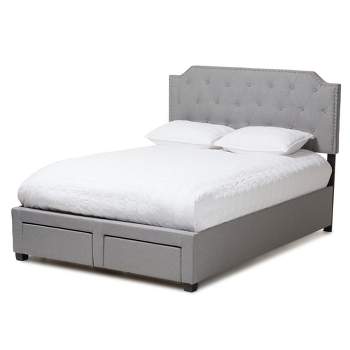 Queen Aubrianne Modern and Contemporary Fabric Upholstered Storage Bed Gray - Baxton Studio