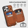 BONGEEK Magnetic Detachable Wallet Case for iPhone 16 Pro Max, Crossbody Wallet Case with Card Holder Wrist Strap, RFID Blocking , Brown - 3 of 4