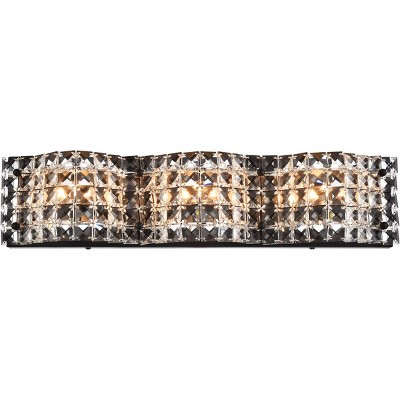 Elegant Lighting Tate 3 light bath sconce in black with clear crystals
