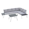 Wellfor 5pc L-Shaped Aluminum Outdoor Sectional Set with Coffee Table Gray: Patio Conversation Furniture - 4 of 4
