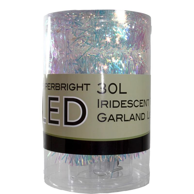 Kurt S. Adler 9.25' LED Lighted Iridescent Tinsel Christmas Garland, Warm White Lights, 5 of 7