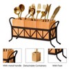 Utensil Caddy Acacia Wood - Waterproof Wooden Silverware Holder with 3 Detachable Compartments & Handles for Party BBQ - 3 of 4