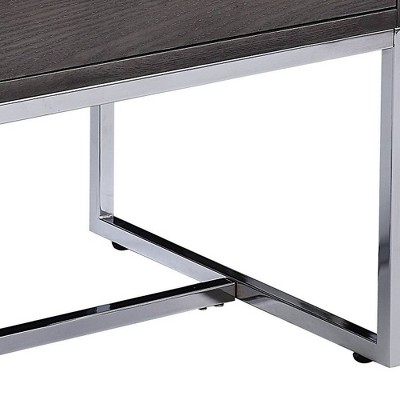 Modern Gray Oak & Chrome Rectangular End Table with Storage