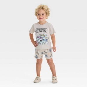 Toddler Boys' 2pc Teenage Mutant Ninja Turtles T-Shirt & Shorts Sets - Beige - 1 of 4